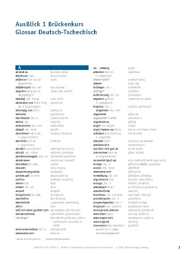 AusBlick 1 slovn&iacute;ček 