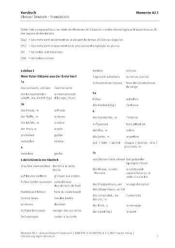 Glossar Deutsch-Franz&ouml;sisch
