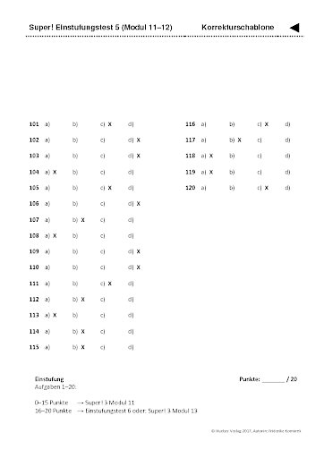 Einstufungstests 5-6 &ndash; Korrekturschablone