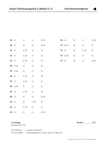 Einstufungstests 3-4 &ndash; Korrekturschablone