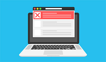 Illustration von einem Laptop mit einem rot markierten Text auf dem Monitor