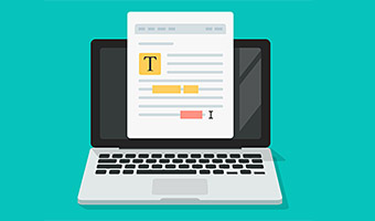 Illustration von einem Laptop mit einem Text auf dem Monitor