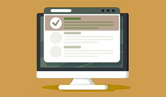 Illustration eines Monitors mit abgehaktem Text